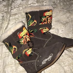 Brown Ed Hardy Boots Size 6